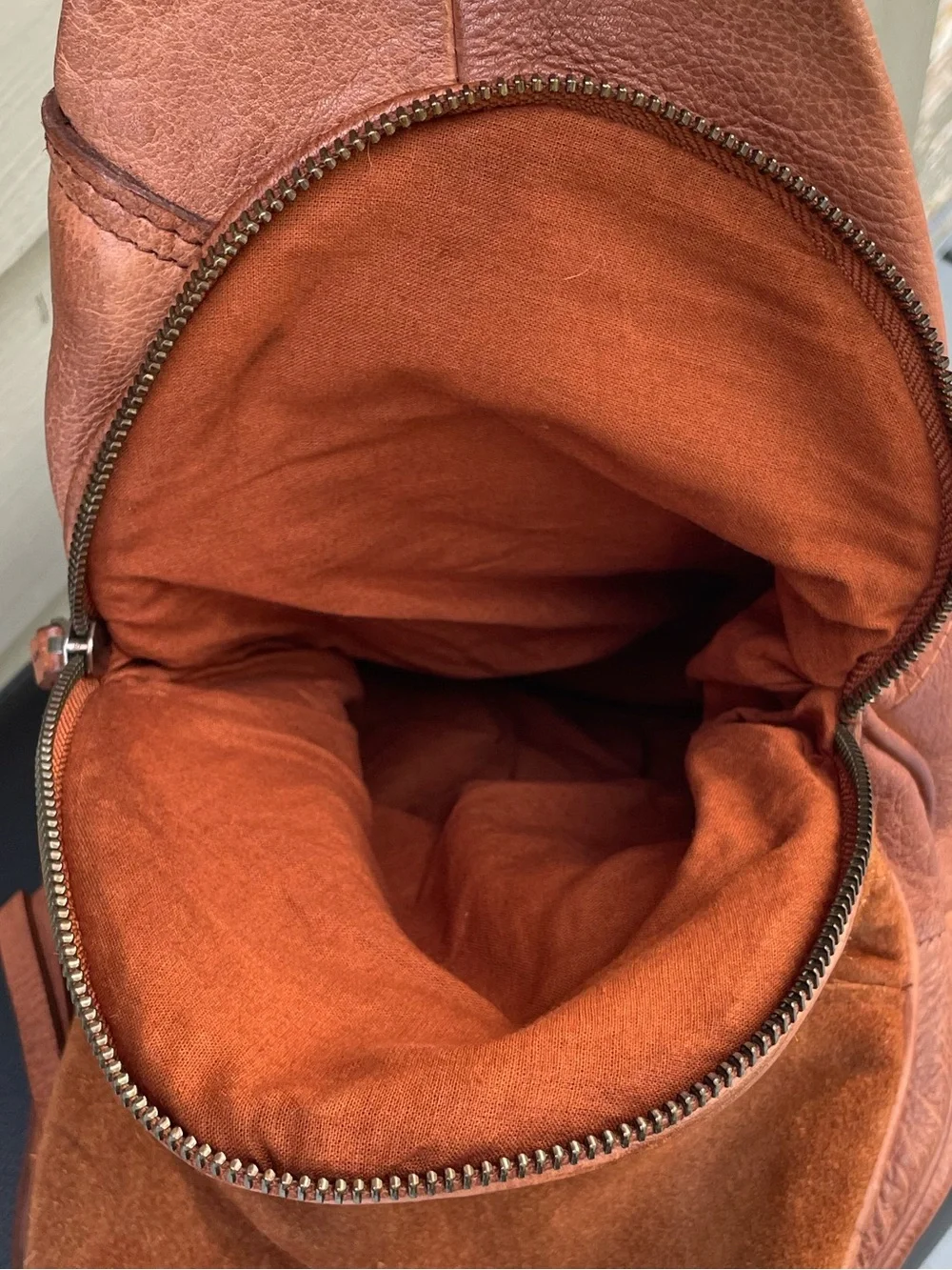 Free People  Soho Convertible Cognac Leather Sling Backpack